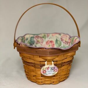 LONGABERGER Basket Morning Glory Handwoven 2000 May Series Fabric Liner Plastic